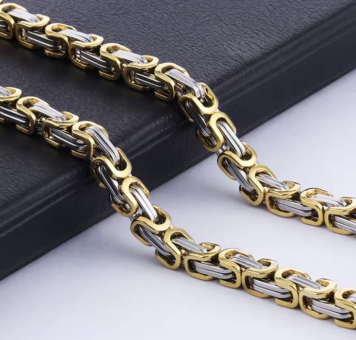 Lanț oțel inoxidabil placat cu aur 18K + cruciuliță