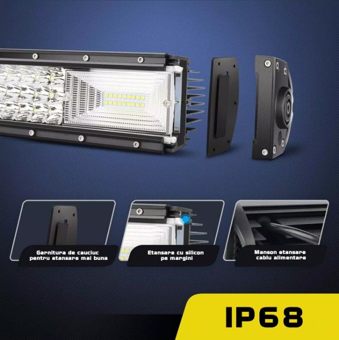 LED BAR auto 324W - LEDURI pe 3 Randuri - COMBO 12V - lungime 54 Cm