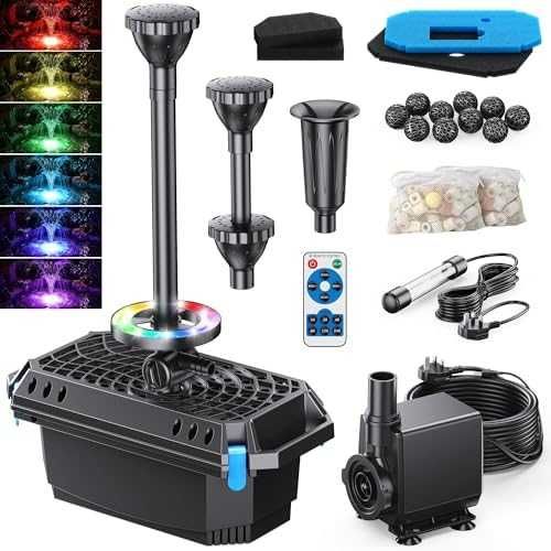 Нова Филтърна помпа за градинско езеро 4600 л/ч UV светлина 3 накрайника 5м кабел