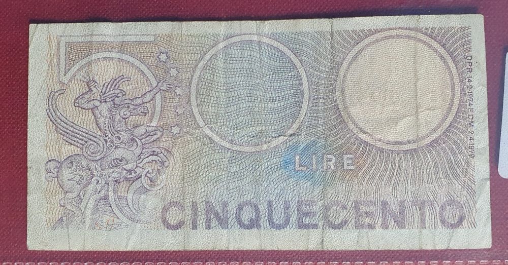 Vând 2 Bancnote: "REPVBBLICA ITALIANA Cinquecento 500 Lire"