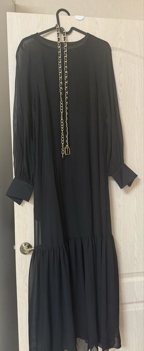 Платье шифоновое черное длинное