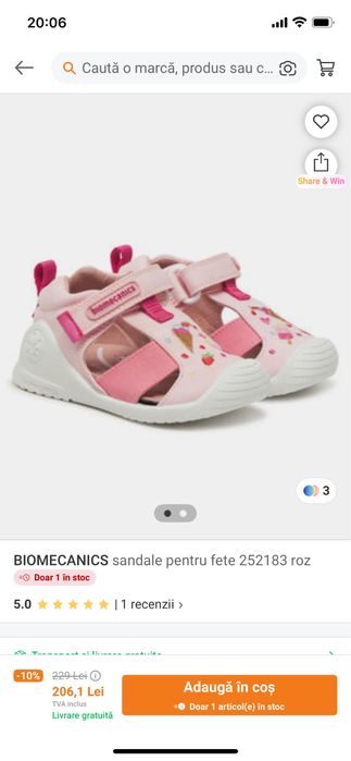 Sandale biomecanics noi masura 22