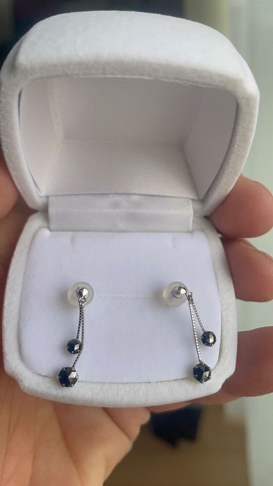 Cercei din Platina cu diamante negre naturale
