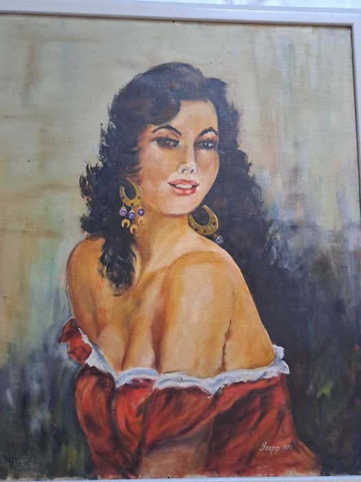 tablou pictura pe panza 72/63 cm semnat Isepp datat 1971