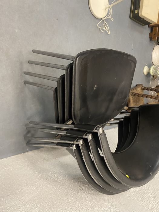 Дизайнерски столове Дания естествена кожа хром 1988 комплект 4