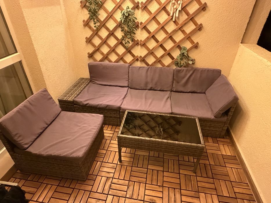 Coltar terasa ratan 4 locuri, cu masa