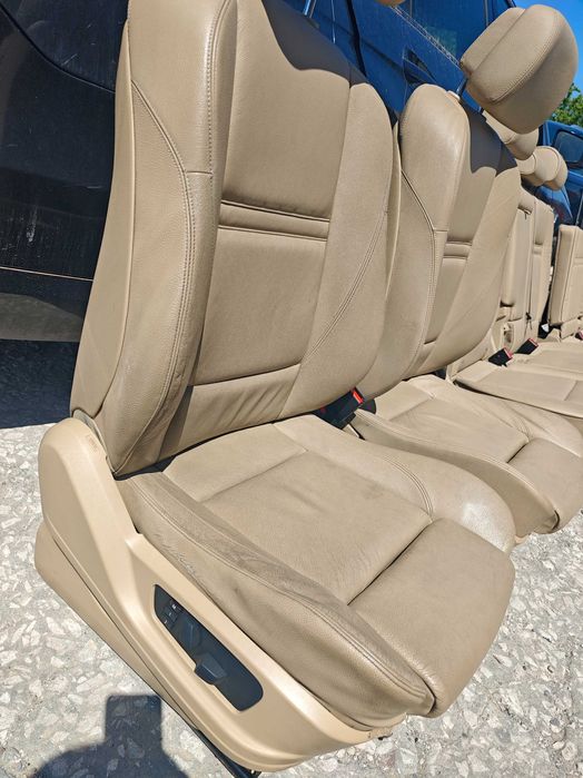 Бежов кожен салон BMW X5 E70 7 места подгрев и памет Н355
