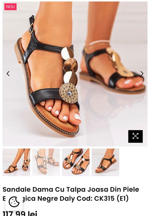 Sandale dama 39, piele , talpa joasa , noi