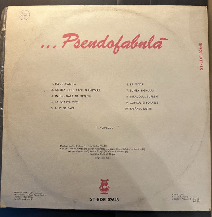 Roșu și Negru – Pseudofabulă | Vinil Electrecord ST‑EDE 02648
