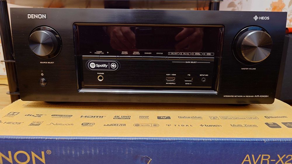 Denon AVR x2400H 7.2 канален 4K Аудио-видео ресивър с Dolby Atmos