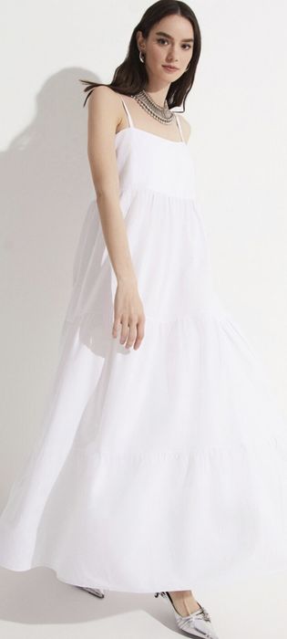 Rochie lunga alba de vara June / stil Zara Massimo Dutti Guess