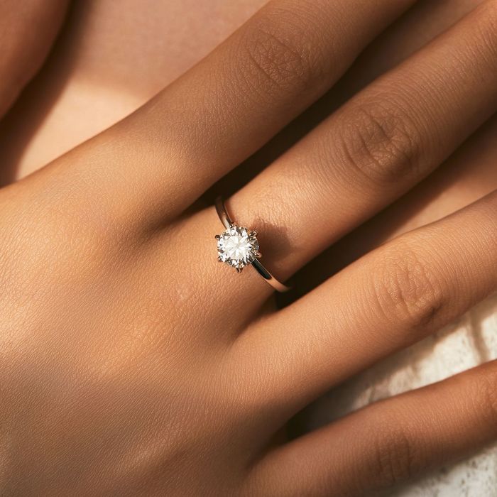 Кольцо-солитер с муассанитом 1.0 ct
