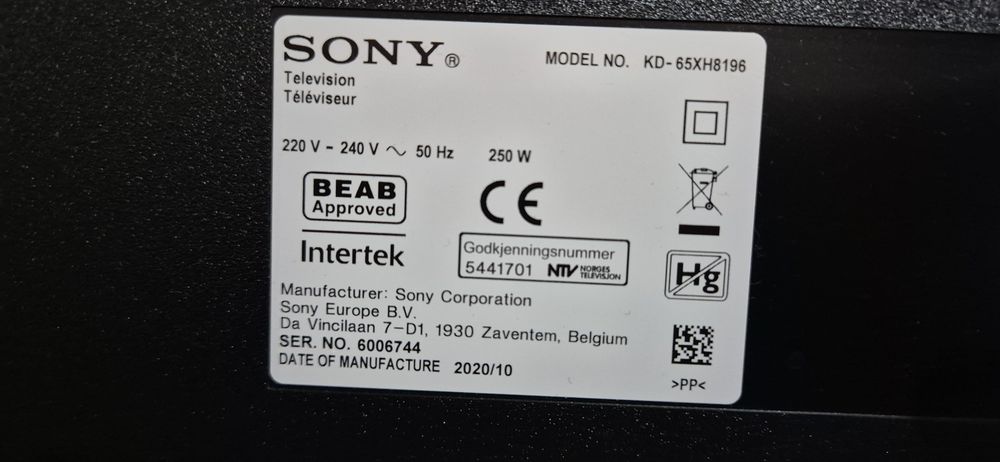 Sony KD-65XH8196 Android, 4k, UltraHD, Smart, WiFi