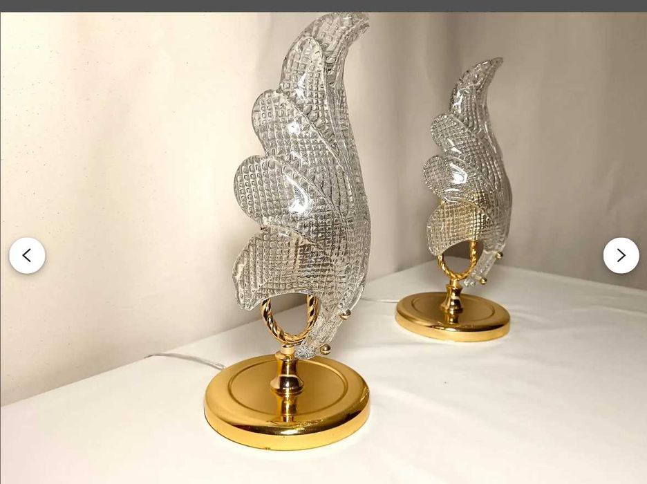 Veioze accent Art Deco sticlă Murano Barovier, vintage Mid Century