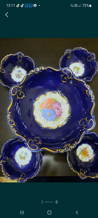 Set farfurii emailate, ibrice/ceainice vintage