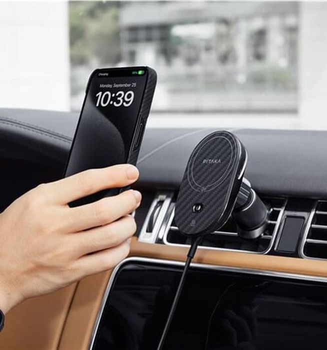Безжично Зарядно за Кола с Magsafe, PITAKA Car Mount Pro 2 Qi2 15W