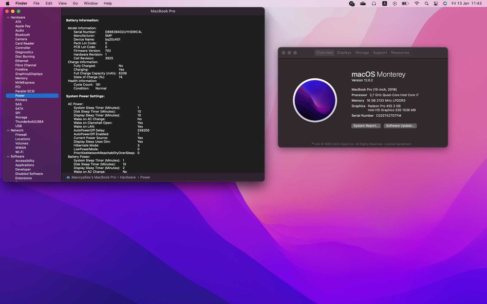 Macbook pro 16 (2016, ram 16GB, 512GB)