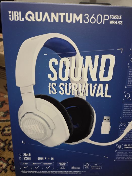 Casti Gaming Wireless JBL Quantum 360P, Wireless, 22 h autonomie, alb