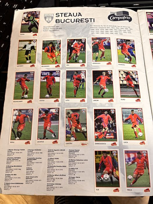 Album Campofrio Panini Anul 2000 cu Liga I Romania