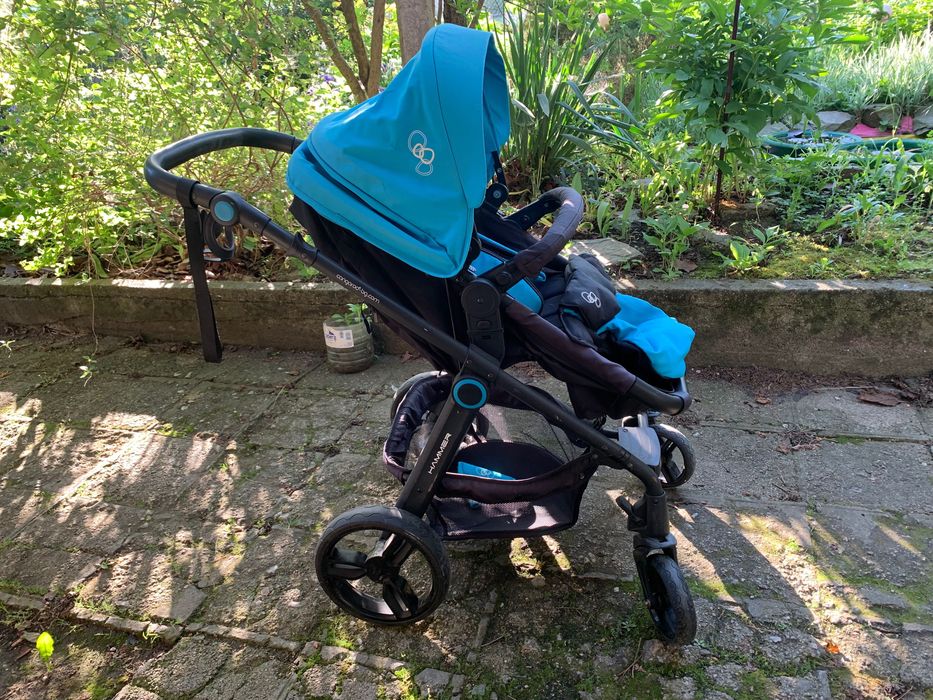 Синя бебешка количка + чанта и покривало