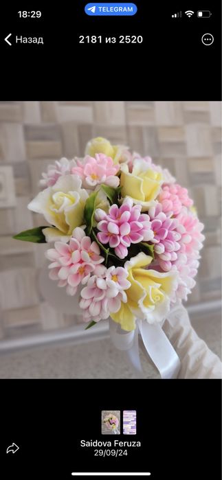 Sun’iy va sovunli gullar zakazga qiberiladi. yillab turadi