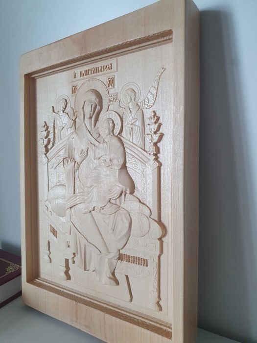 Maica Domnului Pantanassa -Lucrez vand icoane sculptate lemn tei Cruci