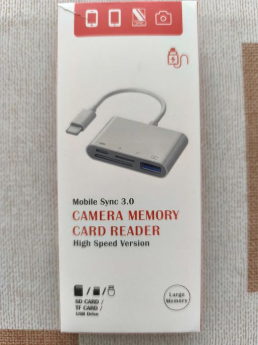 Четец за SD/Micro SD карти 4в1, за телефон/Пад/Камера/