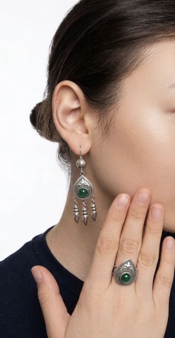 Этно-серьги из серебра 925 пробы