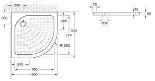 Cadita dus ceramica 90x90 R550 Villeroy&Boch