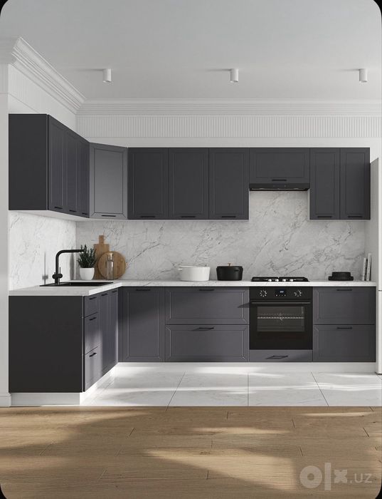 Кухонный гарнитур Сектор 3*1,8м мебель для кухни, Белый/Графит