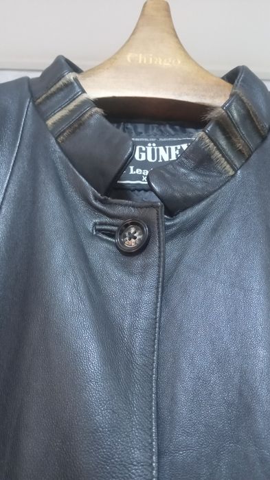 Натуральный кожа. Полу плащь/Кардиган