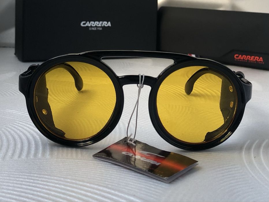 Мъжки слънчеви очила кръгли carrera 3 цвята черни сини жълти