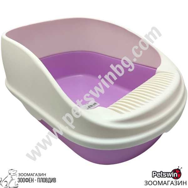 Полузатворена Котешка Тоалетна - 56см/39см/26см - Лилава- Pet Interest