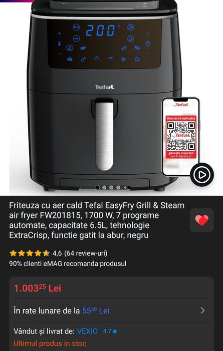 Tefal  Grill & Steam air fryer FW201815 6.5L15