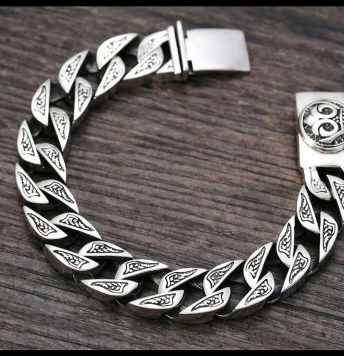 Новый мужской серебряный браслет