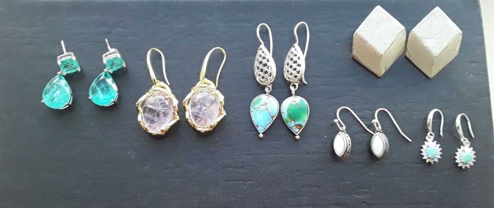 Серьги с натуральным камнем, браслет