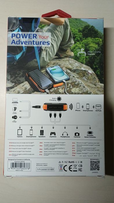 Promate Solar Power Bank 20000 mAh 20 W 5 in 1