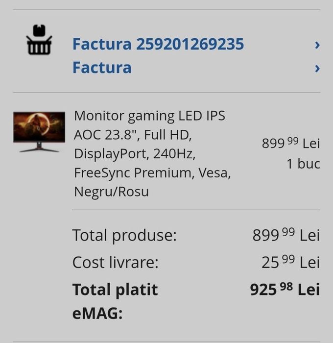 Monitor AOC 244hz