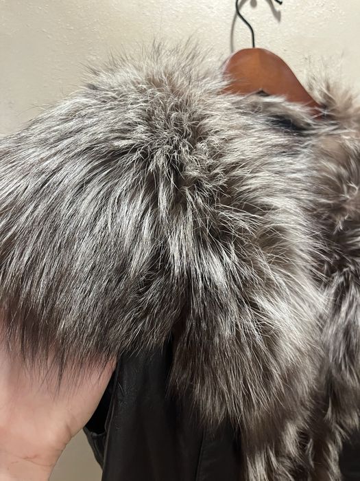 vesta din piele naturala si blana vulpe