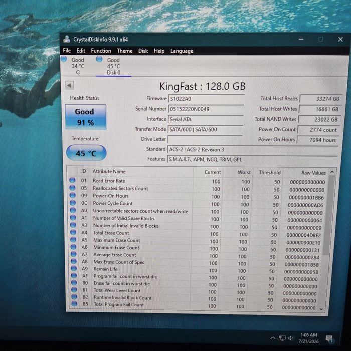 SSD Kingfast 128GB SATA