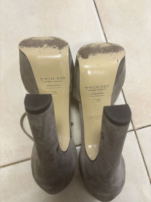 Sandale de piele / pantofi dama cu toc inalt