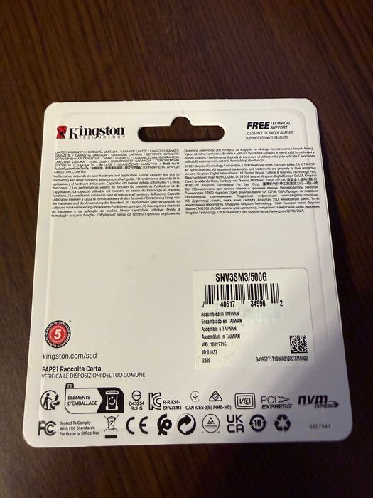 KINGSTON 500GB NV3 M.2 PCIe M.2 2230 SNV3SM3/500G