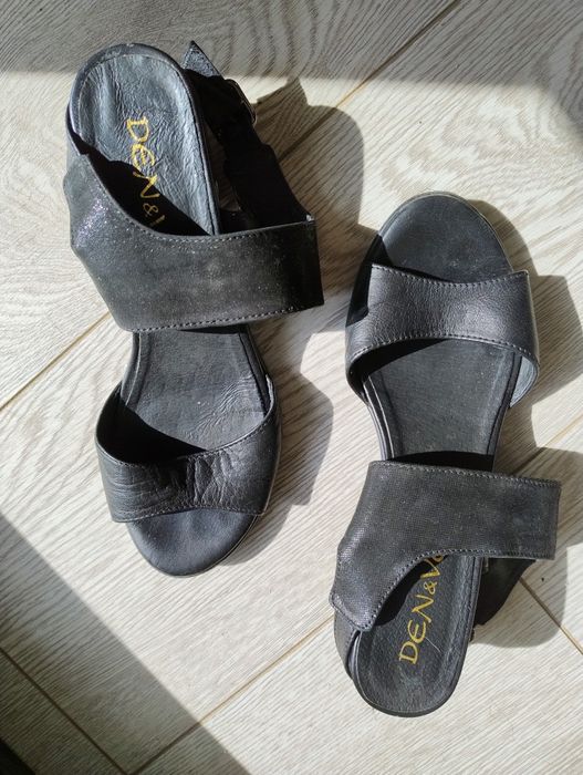 Черни, дамски сандали от естествена кожа на ДЕН-ВАС, Пещера, номер 36