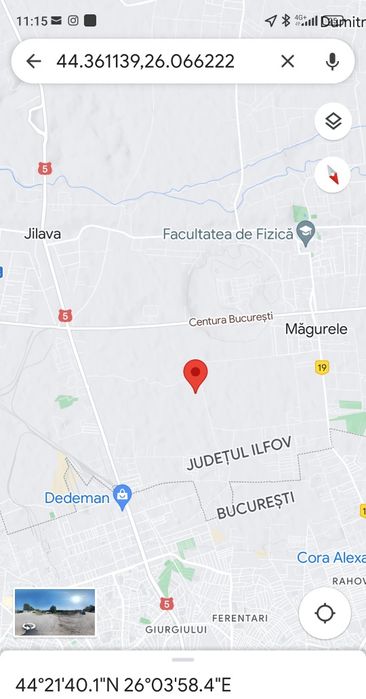 Teren intravilan 1217mp, cu dublă deschidere în Magurele-Alunișu,Ilfov