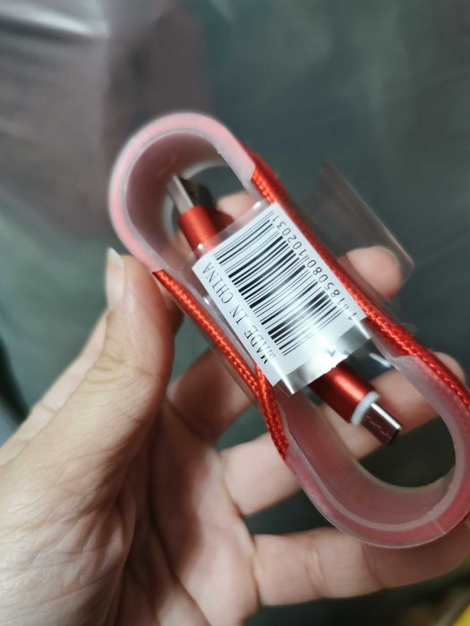 Cablu usb A - usb type C, cablu textil rosu, nou