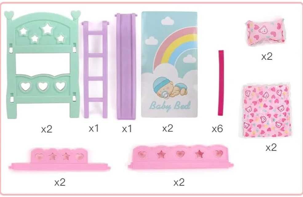 Двуетажно легло с пързалка за кукли