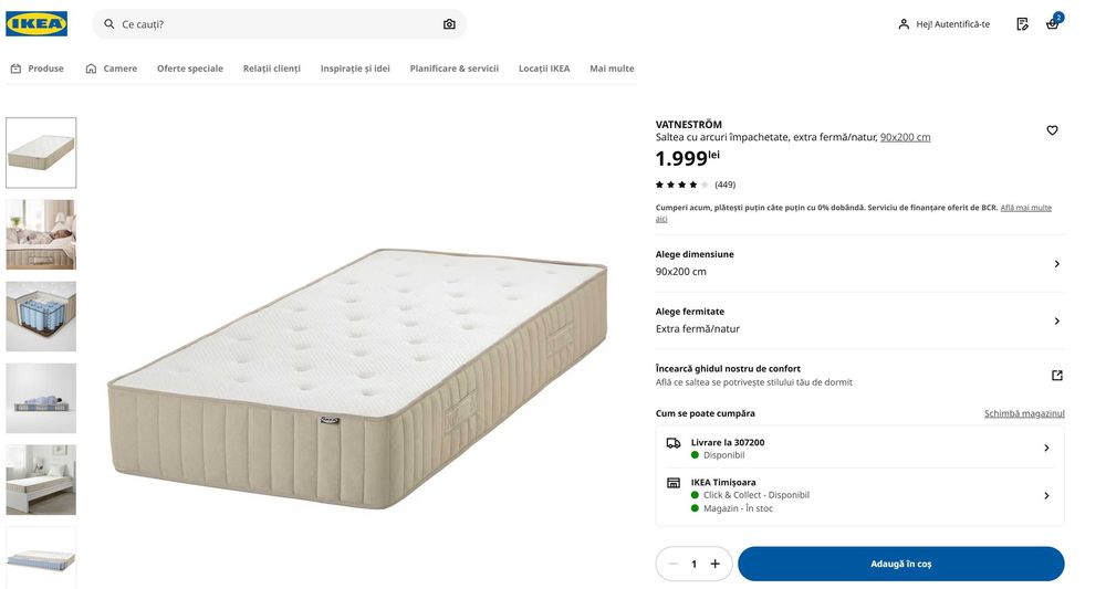 2 X Pat Hemnes IKEA + somieră LURÖY si saltea VATNESTRÖM + topper