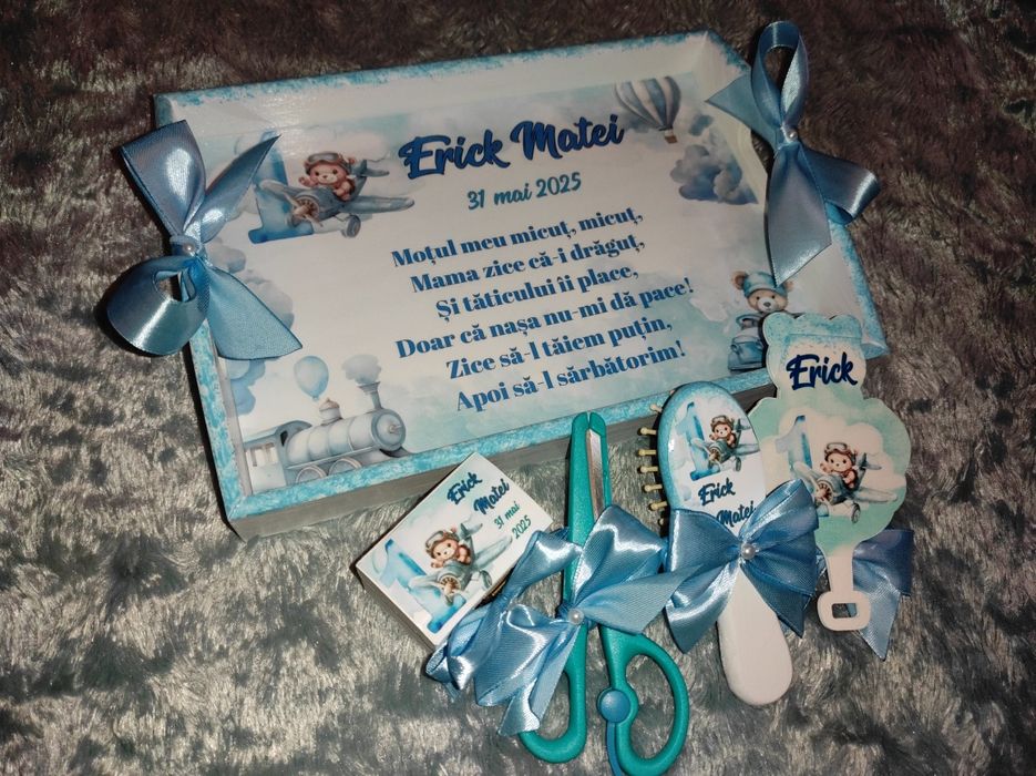 Set moț/turtă din 6 piese, bănuț din argint cadou