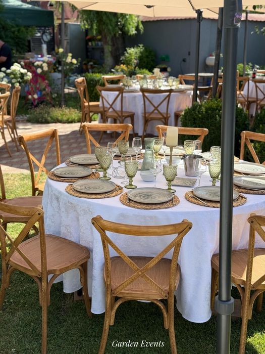 Mese si scaune pilgrim crossback/ghirlande luminoase/ cort