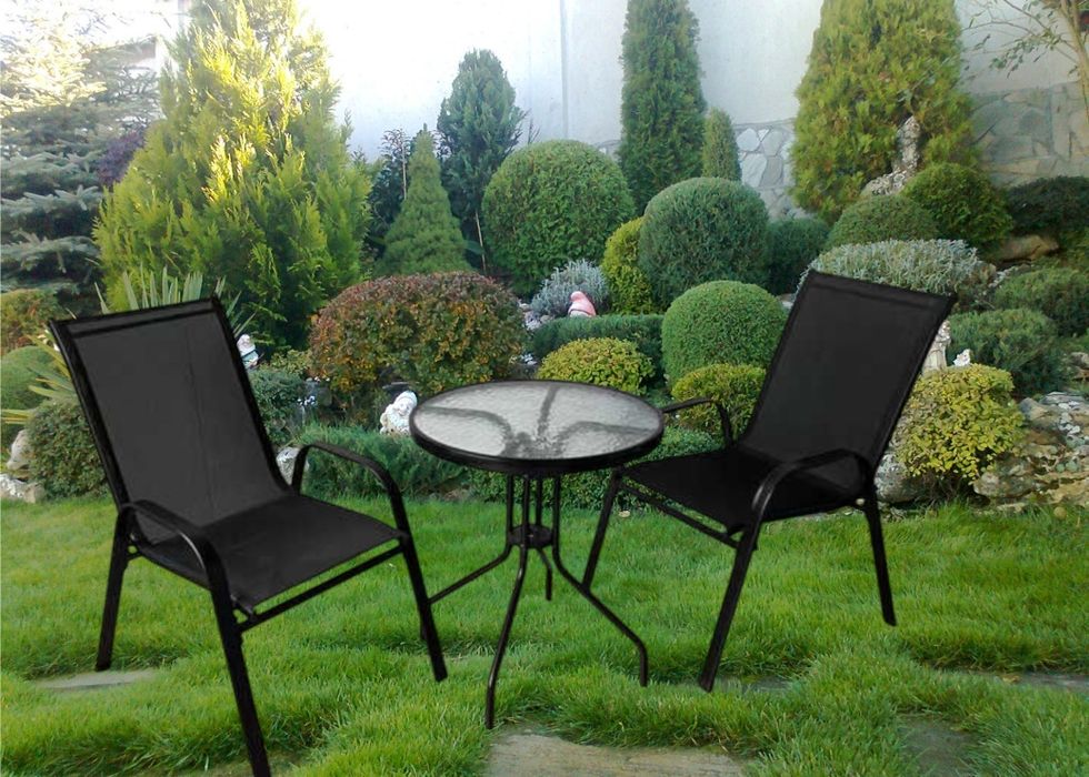 Градински комплект два стола и стъклена маса